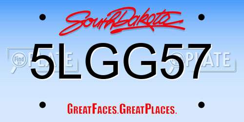 5LGG57 South Dakota License Plate
