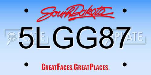 5LGG87 South Dakota License Plate