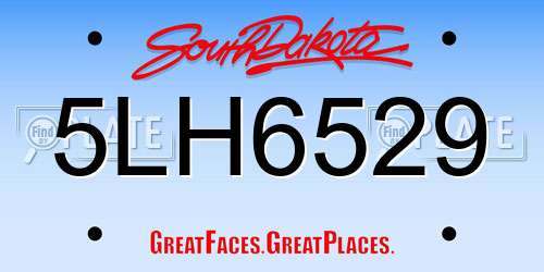 5LH6529 South Dakota License Plate