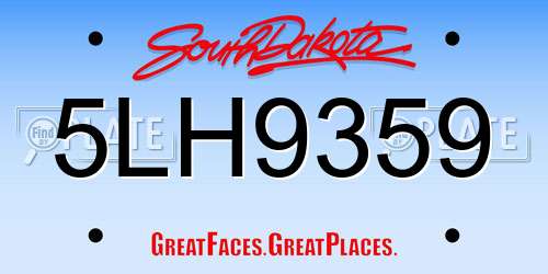 5LH9359 South Dakota License Plate