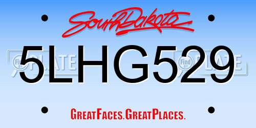 5LHG529 South Dakota License Plate