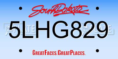 5LHG829 South Dakota License Plate