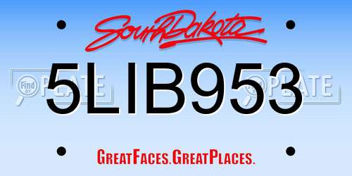 5LIB953 South Dakota License Plate