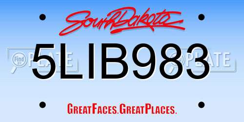 5LIB983 South Dakota License Plate