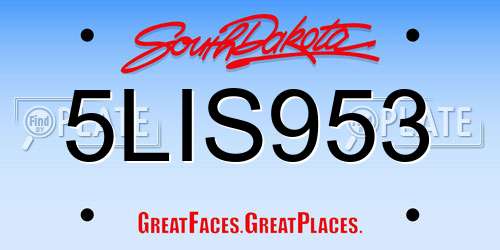 5LIS953 South Dakota License Plate
