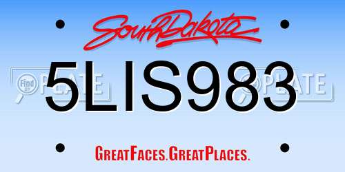 5LIS983 South Dakota License Plate