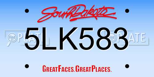 5LK583 South Dakota License Plate