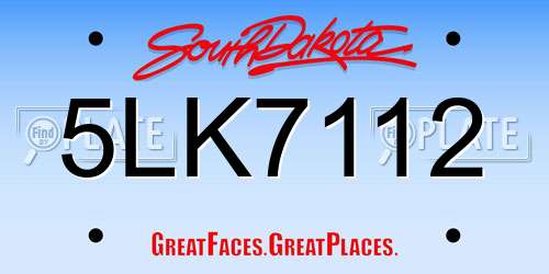 5LK7112 South Dakota License Plate