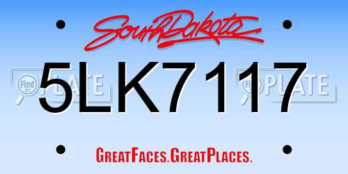 5LK7117 South Dakota License Plate