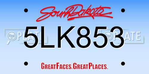 5LK853 South Dakota License Plate