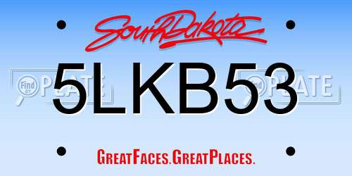 5LKB53 South Dakota License Plate