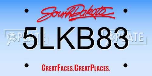 5LKB83 South Dakota License Plate