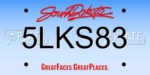 5LKS83 South Dakota License Plate