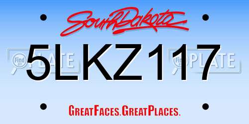 5LKZ117 South Dakota License Plate