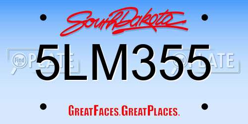 5LM355 South Dakota License Plate