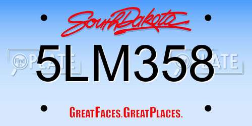 5LM358 South Dakota License Plate