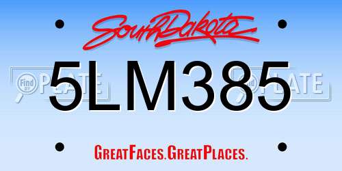 5LM385 South Dakota License Plate