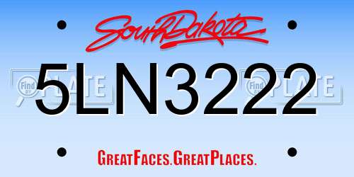 5LN3222 South Dakota License Plate
