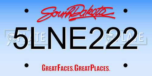 5LNE222 South Dakota License Plate