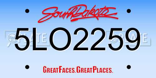 5LO2259 South Dakota License Plate