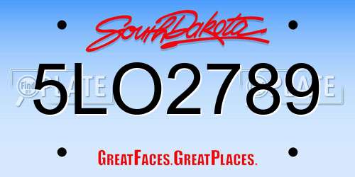 5LO2789 South Dakota License Plate