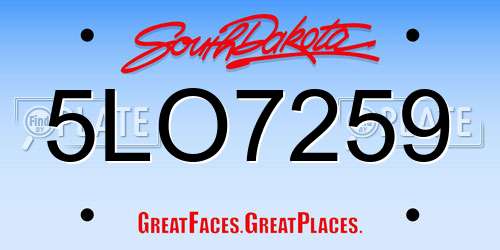 5LO7259 South Dakota License Plate
