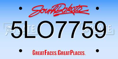 5LO7759 South Dakota License Plate