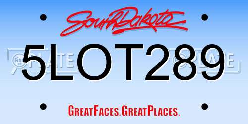 5LOT289 South Dakota License Plate