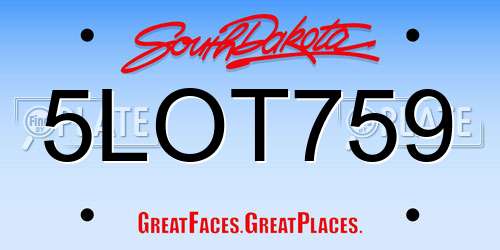 5LOT759 South Dakota License Plate