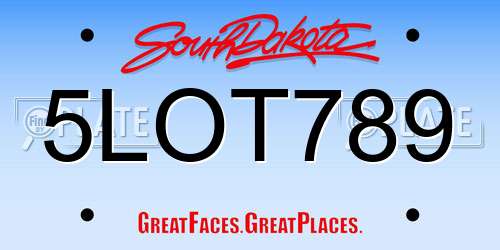 5LOT789 South Dakota License Plate