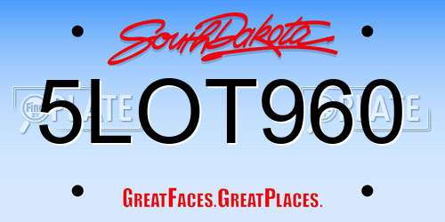 5LOT960 South Dakota License Plate
