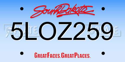 5LOZ259 South Dakota License Plate