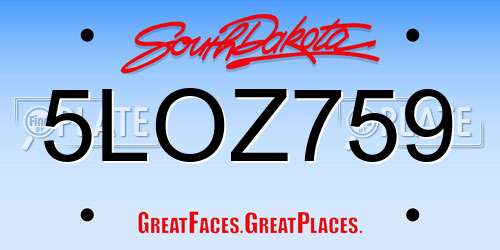 5LOZ759 South Dakota License Plate