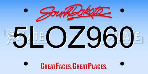 5LOZ960 South Dakota License Plate