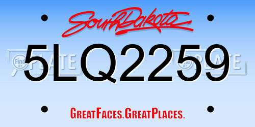 5LQ2259 South Dakota License Plate