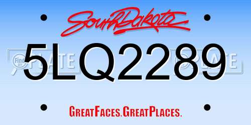 5LQ2289 South Dakota License Plate
