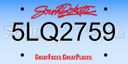 5LQ2759 South Dakota License Plate