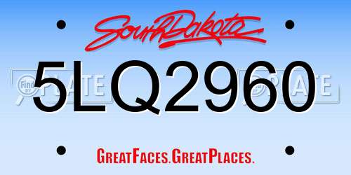 5LQ2960 South Dakota License Plate