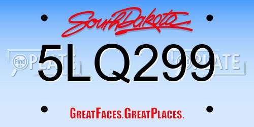 5LQ299 South Dakota License Plate
