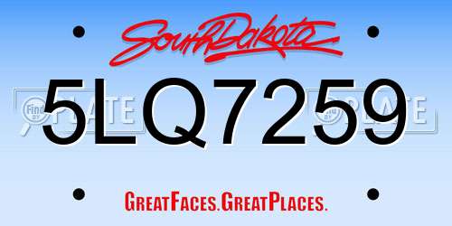 5LQ7259 South Dakota License Plate
