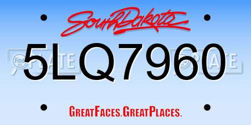 5LQ7960 South Dakota License Plate