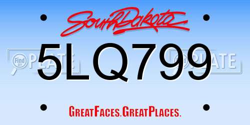 5LQ799 South Dakota License Plate