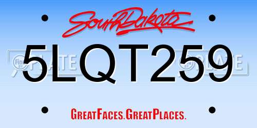 5LQT259 South Dakota License Plate