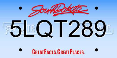 5LQT289 South Dakota License Plate