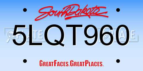 5LQT960 South Dakota License Plate