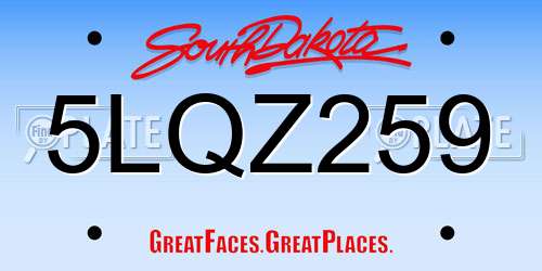 5LQZ259 South Dakota License Plate