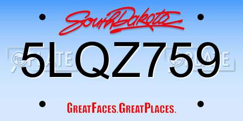 5LQZ759 South Dakota License Plate