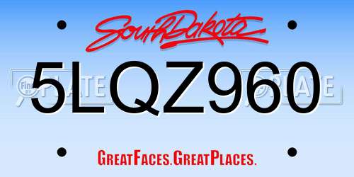 5LQZ960 South Dakota License Plate