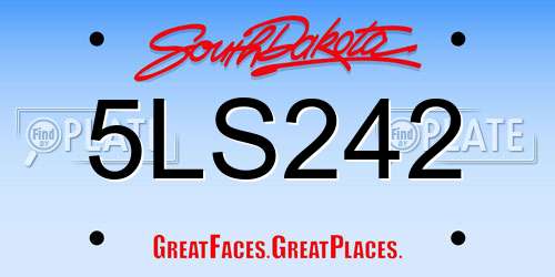 5LS242 South Dakota License Plate