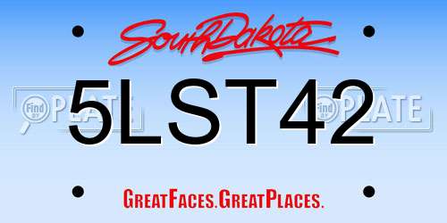 5LST42 South Dakota License Plate